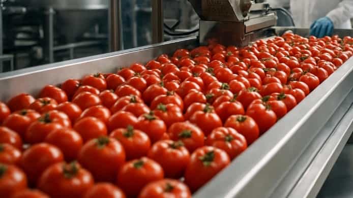 The process of producing industrial tomato paste in China Hormozgan plant factory